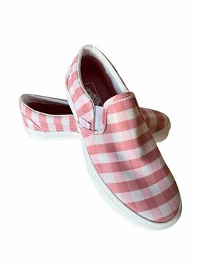 Vans NEW Unisex Pink Plaid Slip On Shoe Size 8.5 or 7 #842A